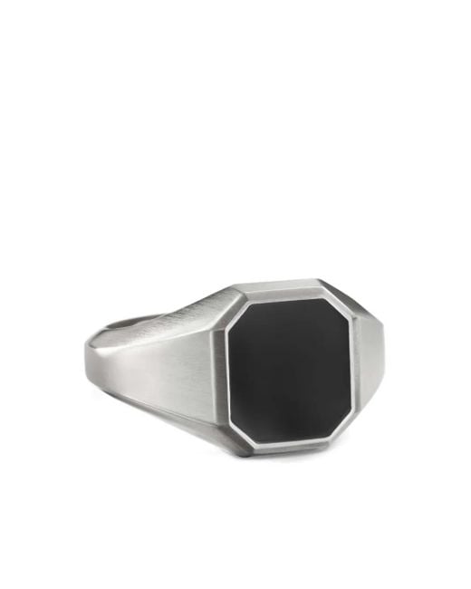 David Yurman Black Sterling Streamline Onyx Signet Ring (14Mm) for men