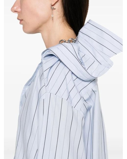 Y. Project Blue Organic Cotton Striped Draped Shirt
