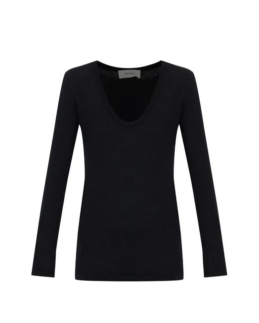 Lisa Yang Black Amalea Scoop-Neck Long-Sleeve T-Shirt