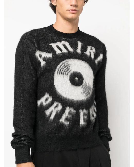Pull en fil brossé Premier Record Amiri pour homme en coloris Black