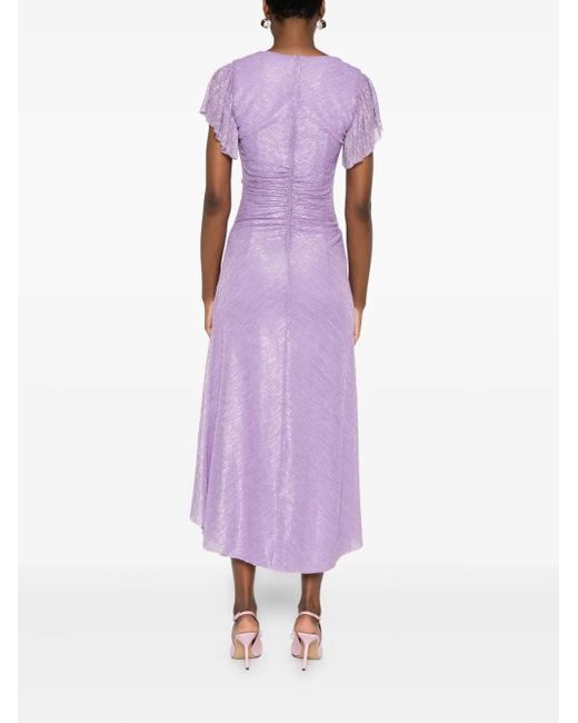 Nissa Gesmockte Jurk Met Ruches in het Purple