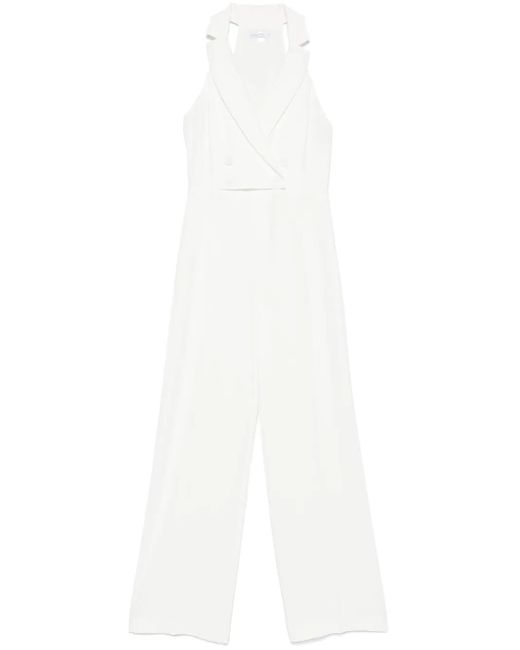 Patrizia Pepe White Double-Breasted Crepe Jumpsuit