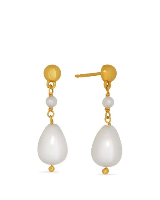 Ottoman Hands White Kyra Pearl Drop Earrings