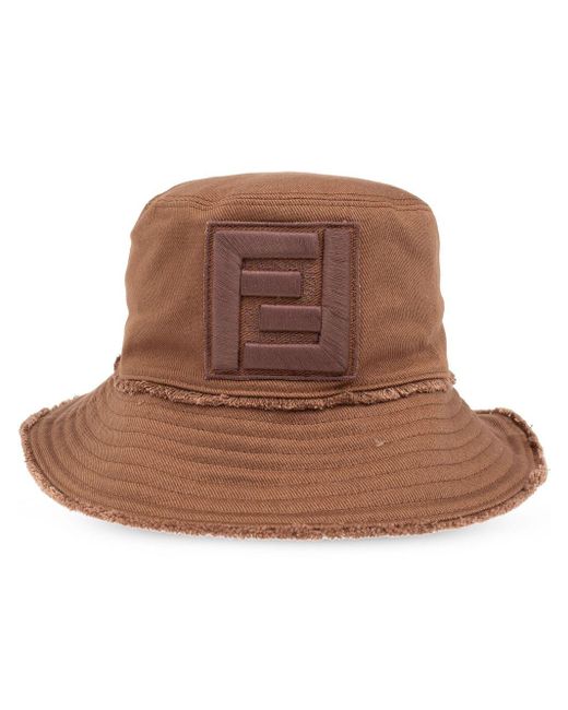 Fendi Brown Logo-appliqué Bucket Hat