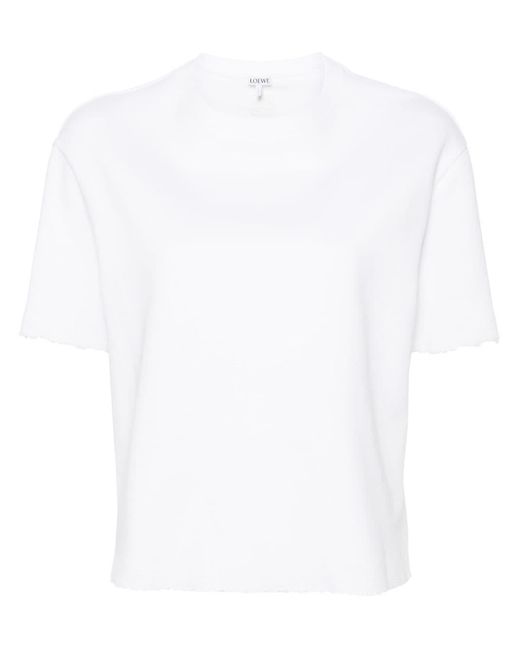 Loewe White Distressed-finish Raw-cut T-shirt