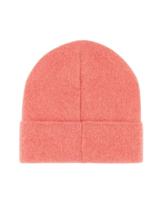 By Far Pink Logo-Patch Knit Beanie