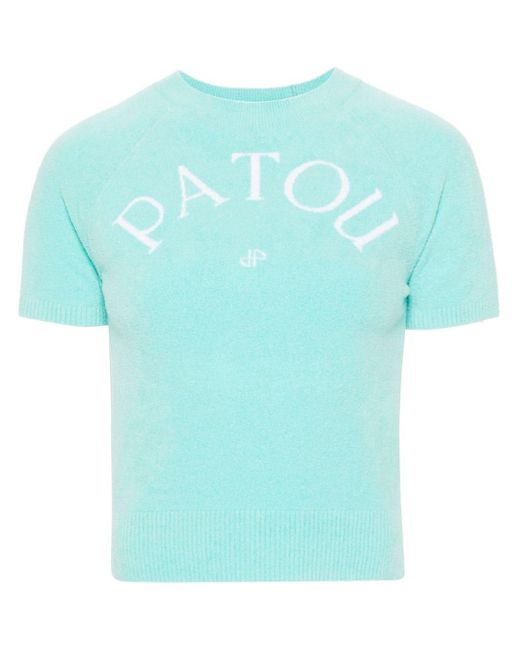Top con logo jacquard di Patou in Blue