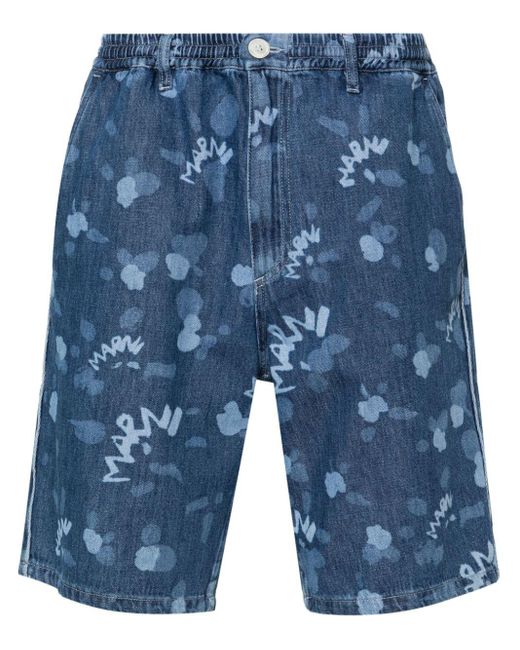 Marni Blue Printed Denim Shorts for men