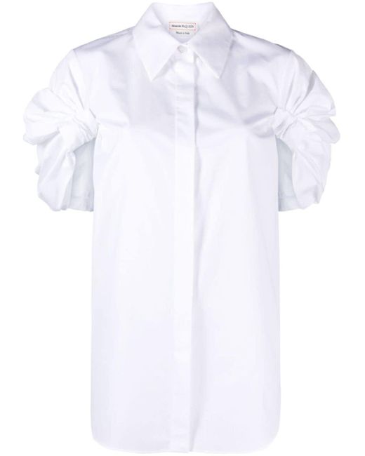 Camisa con detalle fruncido Alexander McQueen de color White