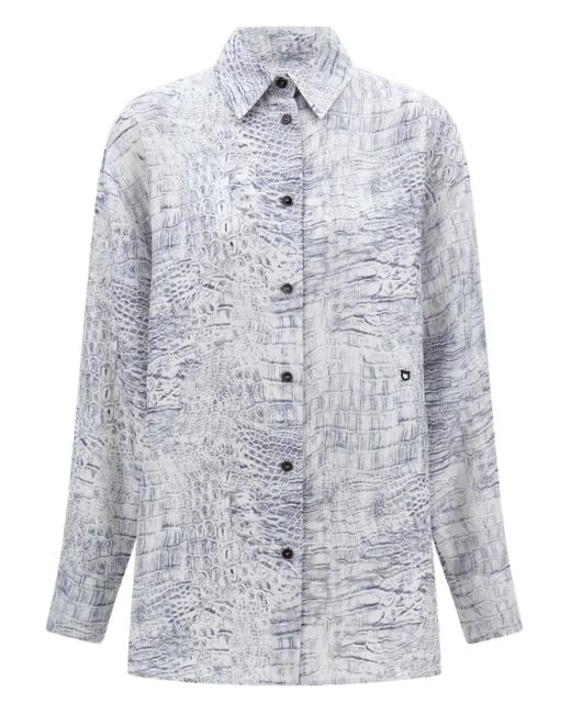 Ferragamo White Hemd aus Georgette
