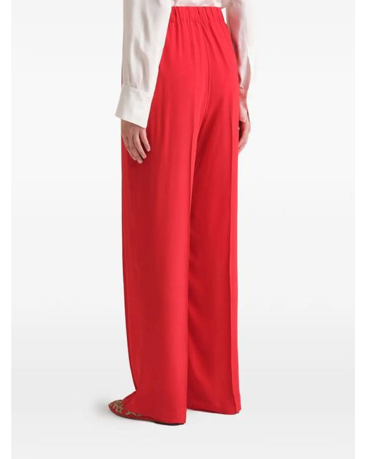 Maliparmi Red Pleat Fluid Crepe Trousers