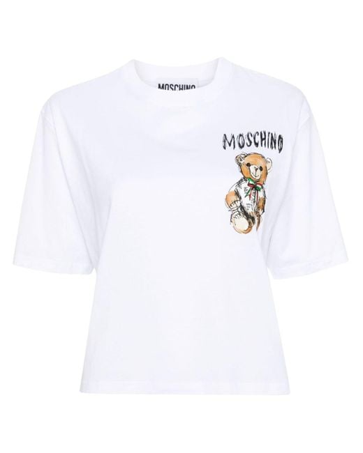 T-shirt con stampa Teddy Bear di Moschino in White