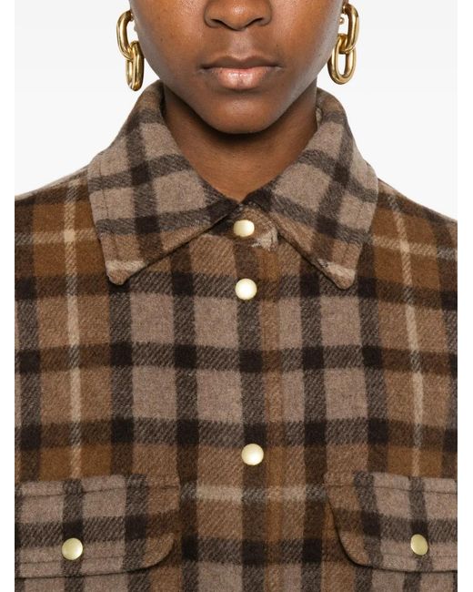 Marc O' Polo Brown Check-Pattern Overshirt
