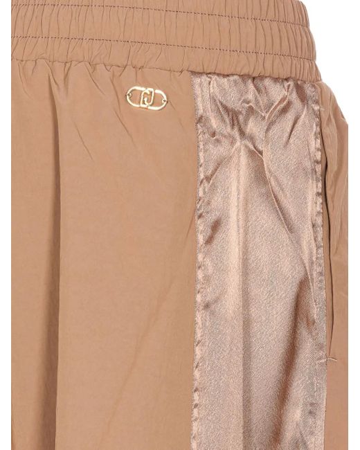 Liu Jo Natural Elasticated-Waist Satin-Panel Skirt