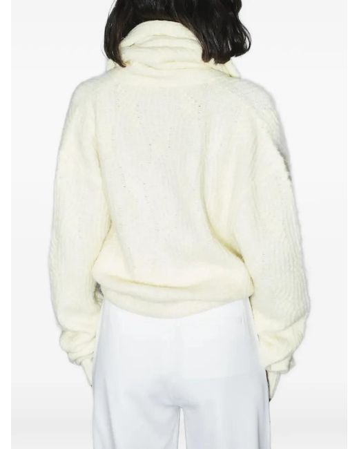 Hellessy White Zen Wrap-Effect Shawl-Collar Sweater