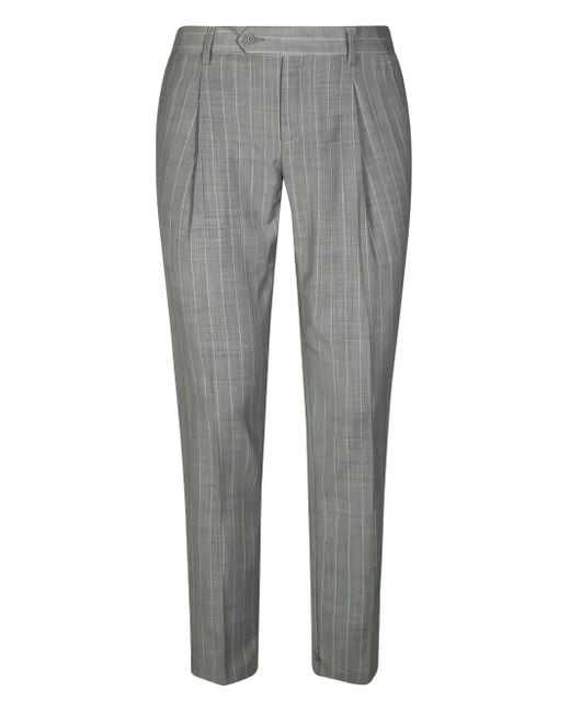 MARSĒM Gray Pinstripe Pleated Trousers for men