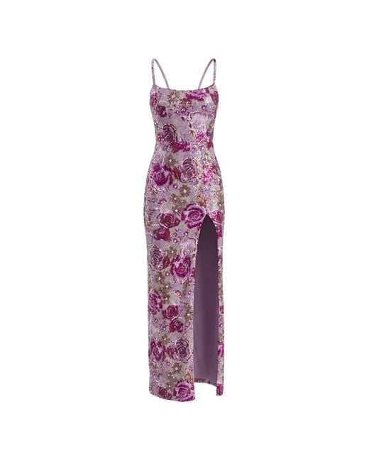 Bronx and Banco Purple Allegra Floral-Print Maxi Dress