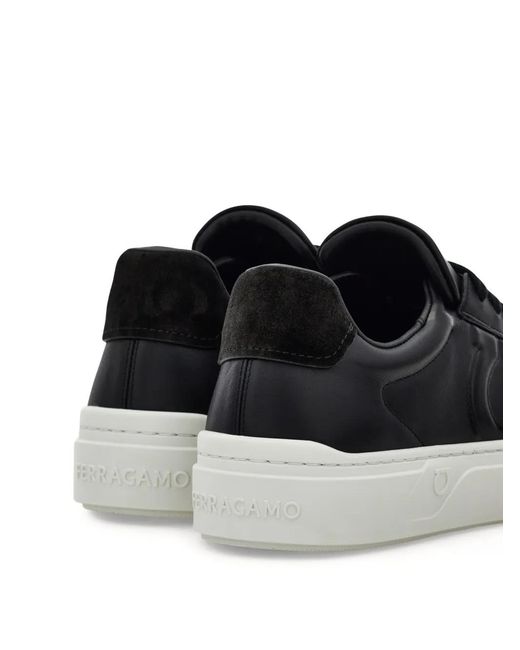 Ferragamo Black Texturized Low-Cut Sneakers for men
