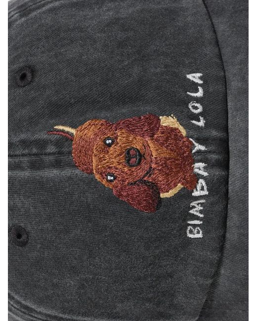 Bimba Y Lola Black Embroidered Dachshund Cap