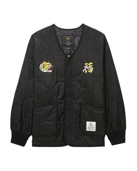Bomber Trapuntato di Alpha Industries in Black da Uomo