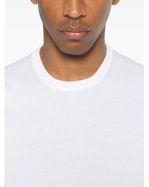 メンズ Barba Napoli ファインニット Tシャツ White