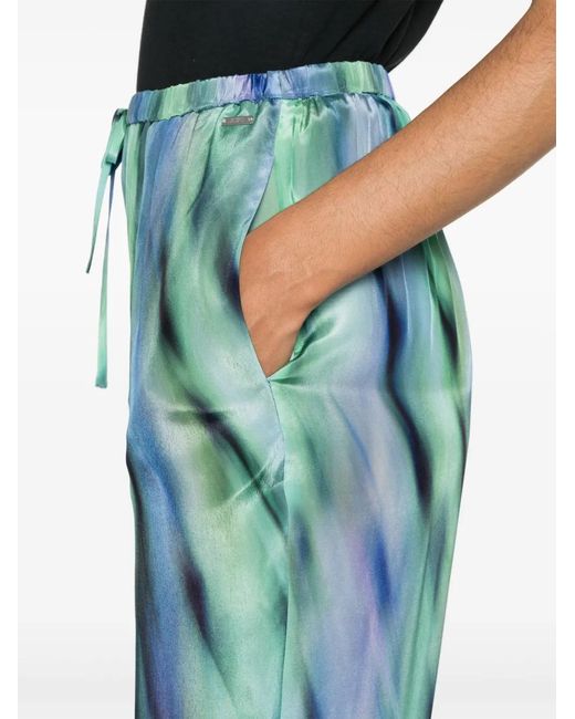 ARMANI EXCHANGE Blue Abstract-Print Lightweight Straight Trousers