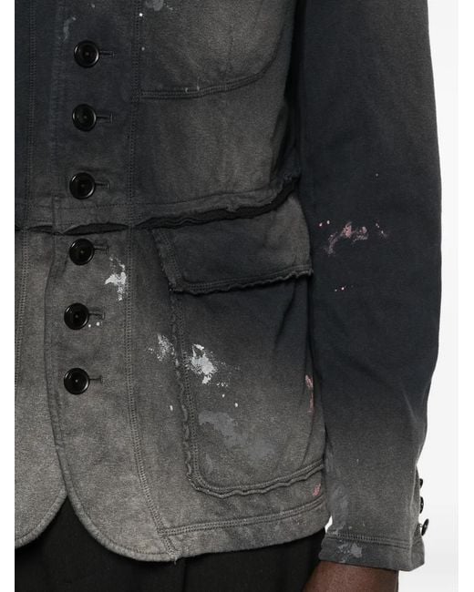 KHOKI Black Button Distressed Jacket for men