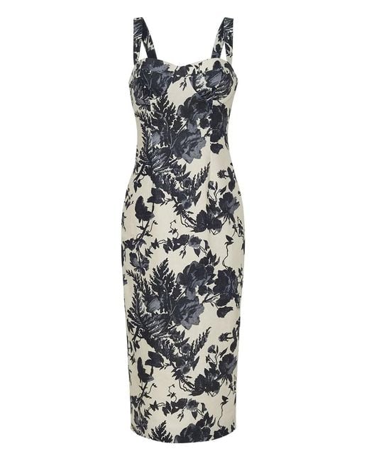Cara Cara White Claudine Floral-Print Midi Dress