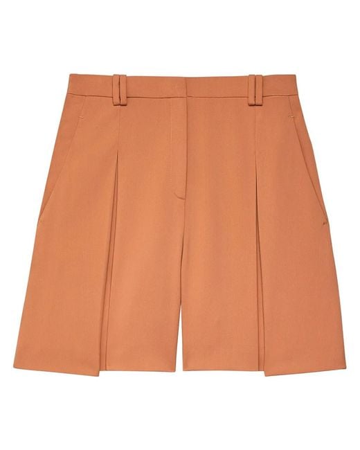 Another Tomorrow Orange High-Waisted Pleated Shorts