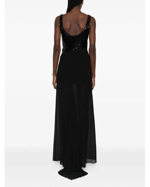 Patrizia Pepe Black Sequin-Bustier Maxi Dress