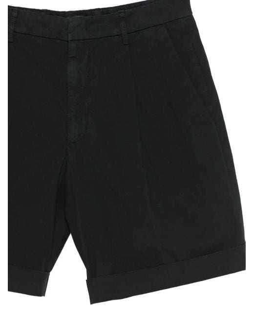 Dondup Black Pleated Cuffed Shorts for men