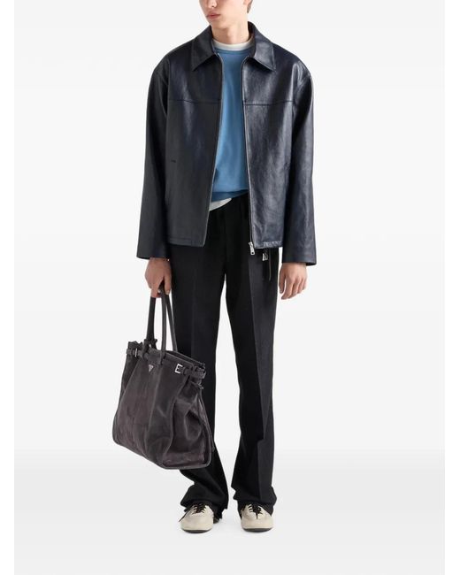 Prada Blue Nappa Leather Jacket for men