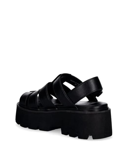 Buffalo Black Brake Caged Platform Sandals