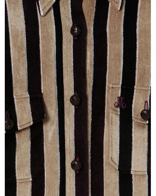 LaDoubleJ Black Striped-Pattern Chest-Pocket Jacket