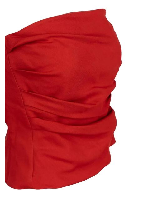 Marella Red Ruched Strapless Top