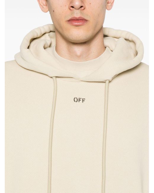 Off-White c/o Virgil Abloh Natural Off Stamp Skate Cotton Hoodie for men