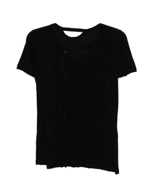 Yohji Yamamoto Black Tie-Detailing Cotton T-Shirt