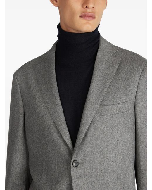 Incotex Gray Single-Breasted Flannel Jacket for men