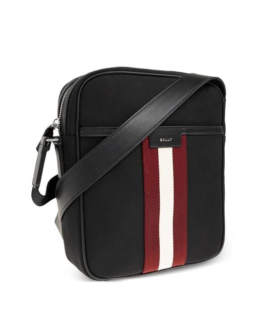 Bally Black Striped Zip Shoulder Bag for men