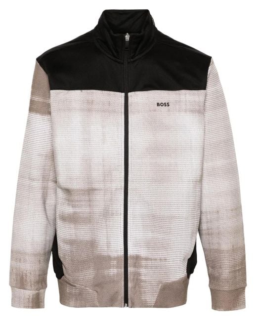 Boss Black Abstract-Pattern Track Jacket for men