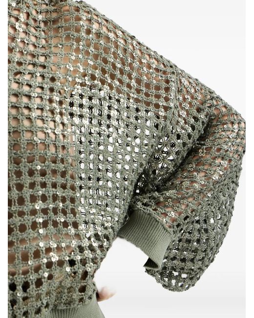 Brunello Cucinelli Green Silk And Linen Blend Cardigan