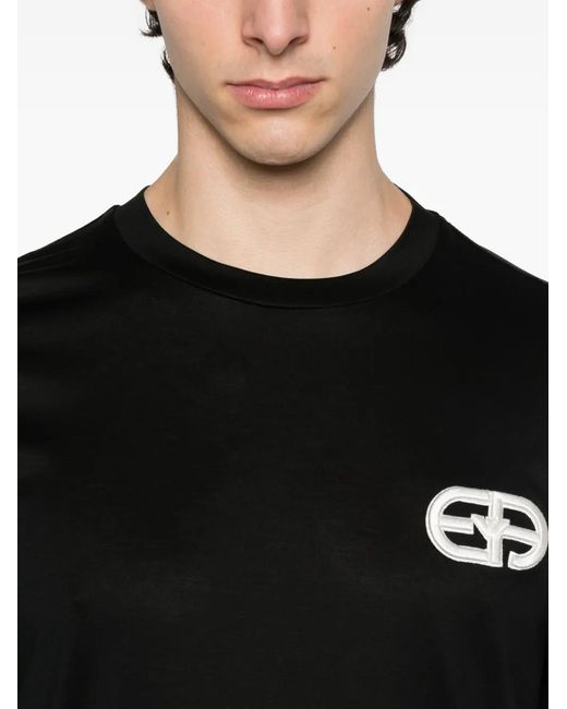 Emporio Armani Black Logo Cotton Blend T-Shirt for men