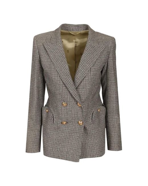 Blazé Milano Gray Double-Breasted Flap Blazer