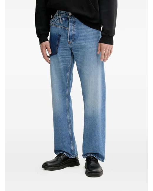 Bluemarble Blue Twisted-Seams Logo-Print Jeans for men