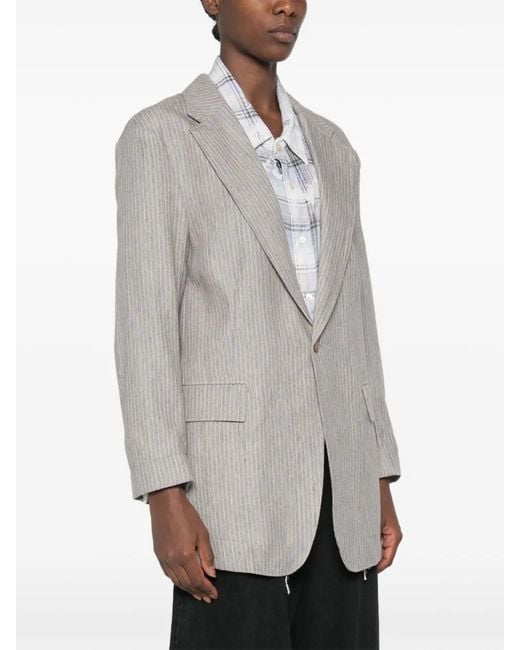 R13 Gray Pinstripe-Pattern Blazer