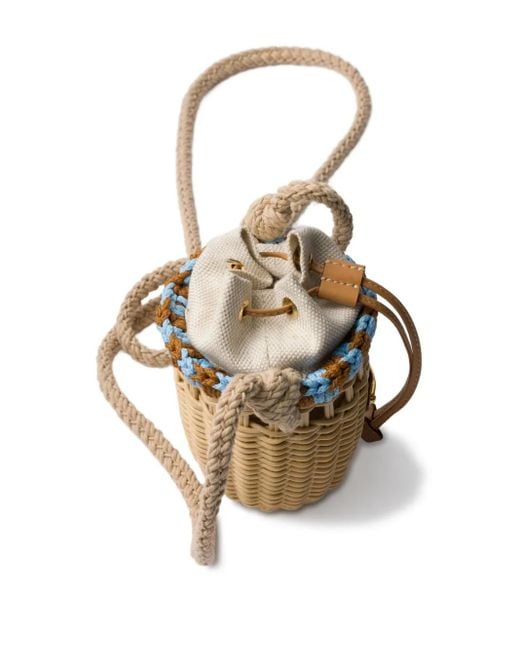 Prada Brown Wicker Bucket Bag