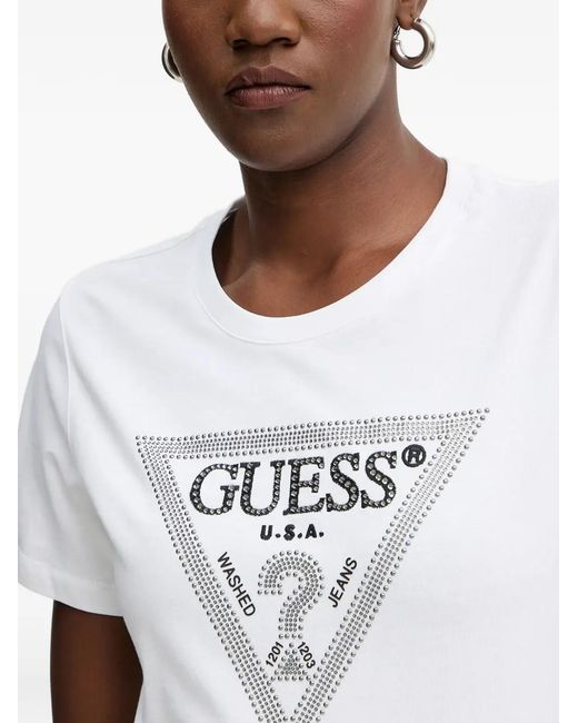 Guess Blue Crystal-Embellished T-Shirt