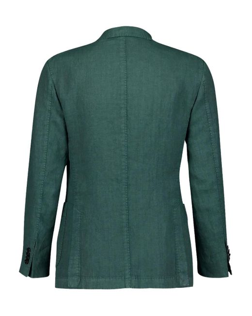Boglioli Green Notched-Lapel Linen Blazer for men