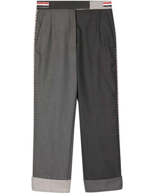 Pantalon droit à design bicolore Thom Browne en coloris Gray