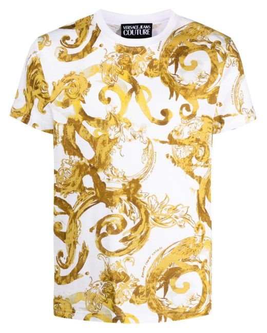 Versace T-Shirt mit Barock-Print in Metallic für Herren